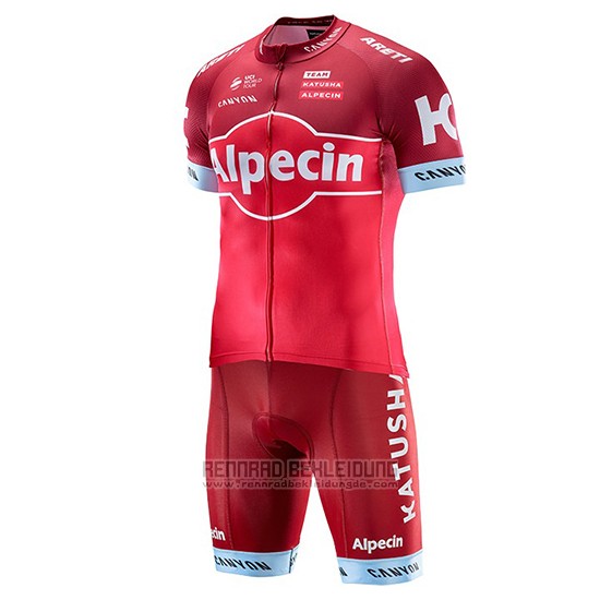 2017 Fahrradbekleidung Katusha Alpecin Rot Trikot Kurzarm und Tragerhose